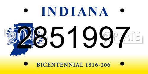 2851997 Indiana License Plate