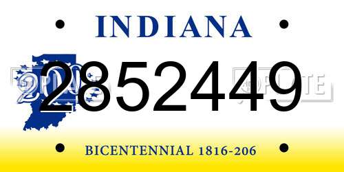 2852449 Indiana License Plate