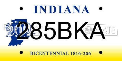285BKA Indiana License Plate