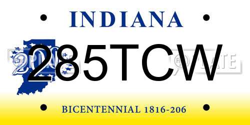 285TCW Indiana License Plate