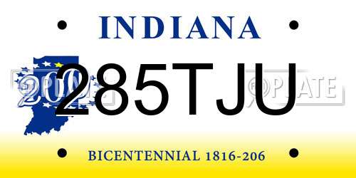 285TJU Indiana License Plate