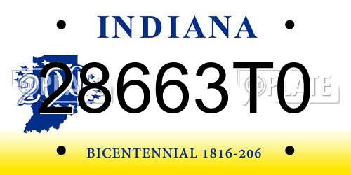 28663T0 Indiana License Plate