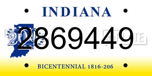 2869449 Indiana License Plate