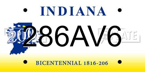 286AV6 Indiana License Plate