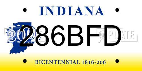 286BFD Indiana License Plate