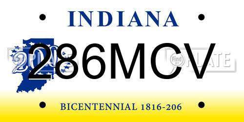 286MCV Indiana License Plate
