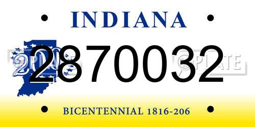 2870032 Indiana License Plate