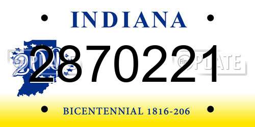 2870221 Indiana License Plate