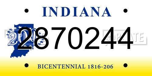 2870244 Indiana License Plate