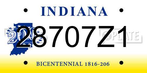 28707Z1 Indiana License Plate