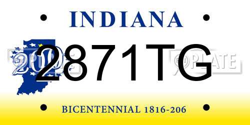 2871TG Indiana License Plate