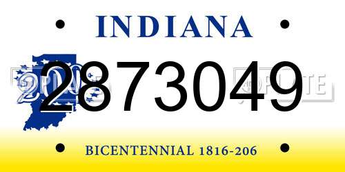 2873049 Indiana License Plate