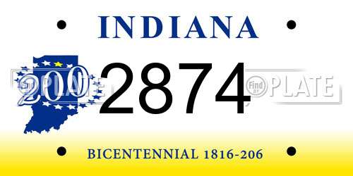 2874 Indiana License Plate