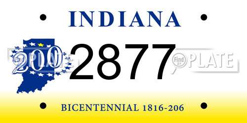 2877 Indiana License Plate