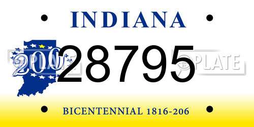 28795 Indiana License Plate