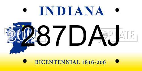 287DAJ Indiana License Plate