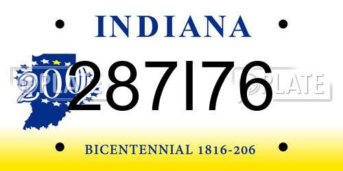 287I76 Indiana License Plate