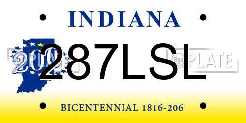 287LSL Indiana License Plate