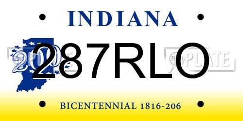 287RLO Indiana License Plate