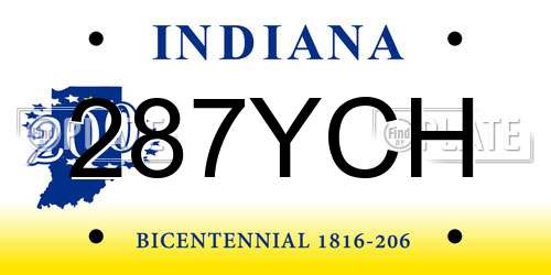287YCH Indiana License Plate