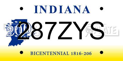 287ZYS Indiana License Plate