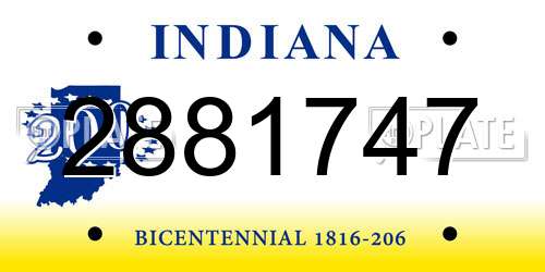 2881747 Indiana License Plate