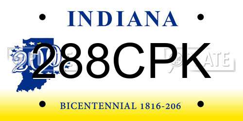 288CPK Indiana License Plate