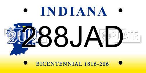 288JAD Indiana License Plate