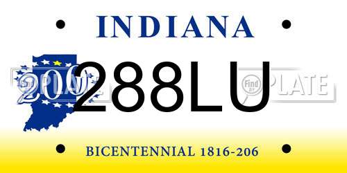 288LU Indiana License Plate