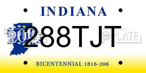 288TJT Indiana License Plate