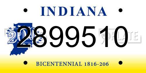 2899510 Indiana License Plate