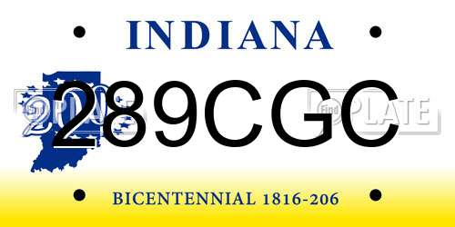 289CGC Indiana License Plate