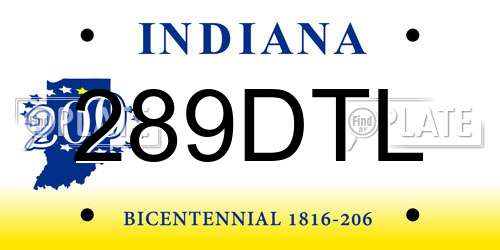 289DTL Indiana License Plate
