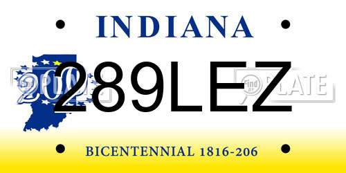 289LEZ Indiana License Plate