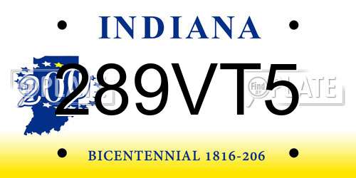 289VT5 Indiana License Plate