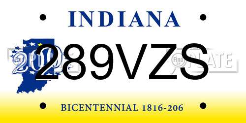 289VZS Indiana License Plate