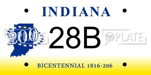 28B Indiana License Plate
