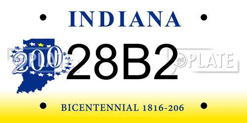 28B2 Indiana License Plate
