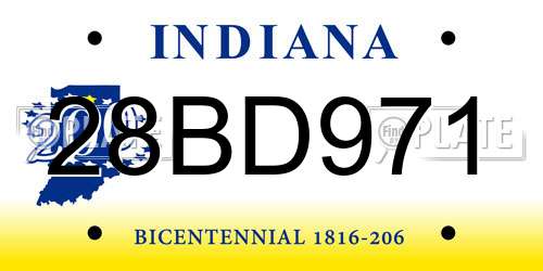 28BD971 Indiana License Plate