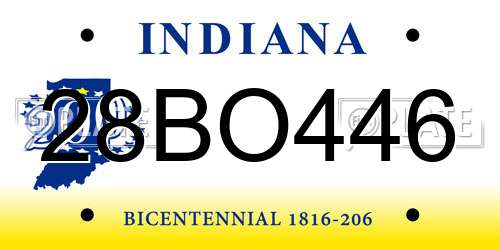 28BO446 Indiana License Plate