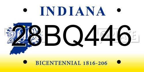 28BQ446 Indiana License Plate