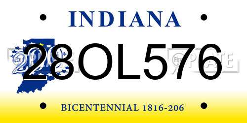 28OL576 Indiana License Plate