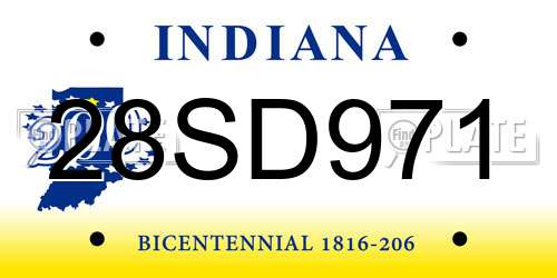 28SD971 Indiana License Plate