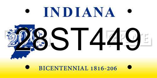 28ST449 Indiana License Plate