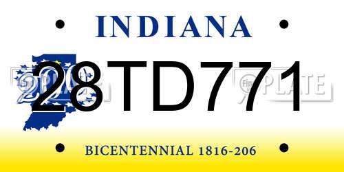 28TD771 Indiana License Plate