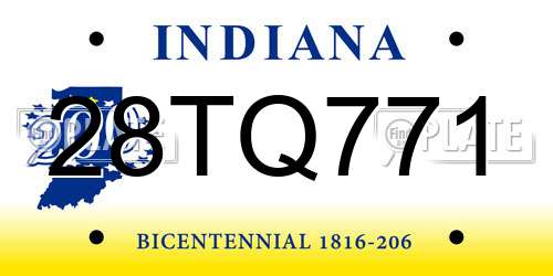 28TQ771 Indiana License Plate