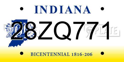 28ZQ771 Indiana License Plate