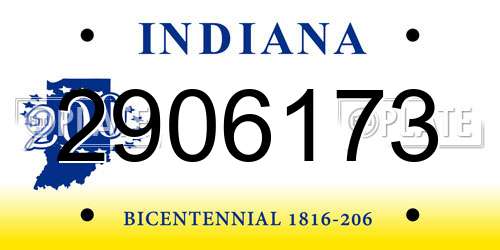 2906173 Indiana License Plate