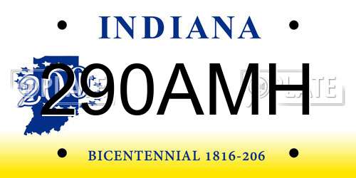 290AMH Indiana License Plate