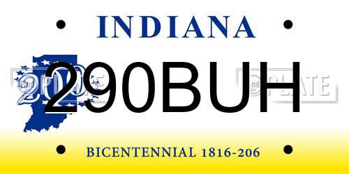 290BUH Indiana License Plate